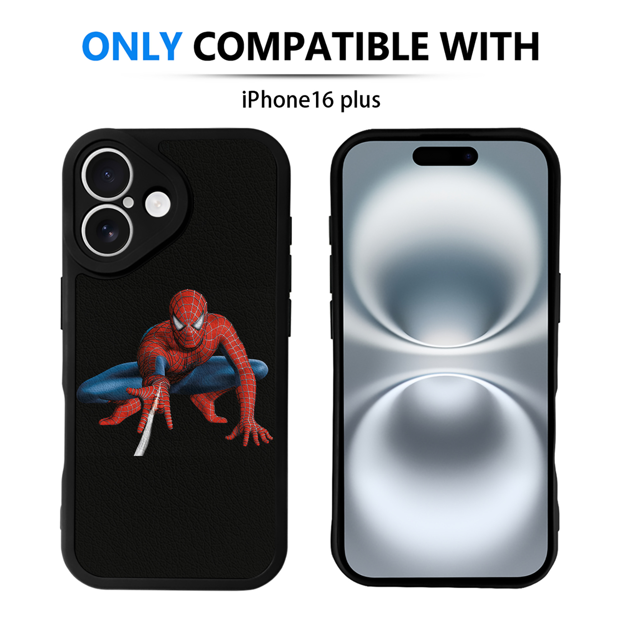 （画像用） Spider Man スパイダーマン 【iPhone 16シリーズ対応】シリコンスマホケース（レザー調） 材質：シリコン